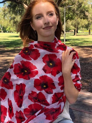 Red poppy scarf/shawl