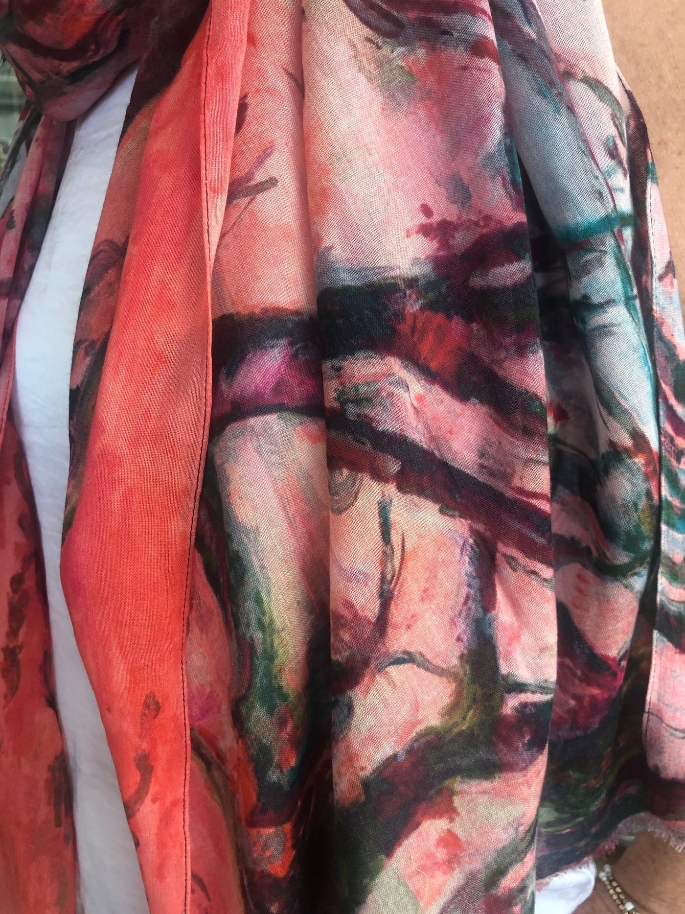 Red patterned scarf modal cotton