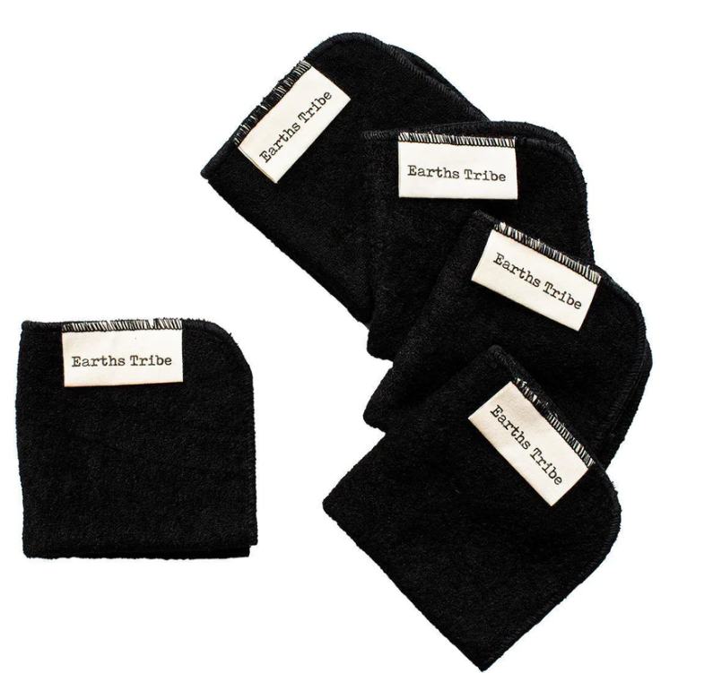 Reusable Bamboo Cotton Cloth Facial Wipes - Black