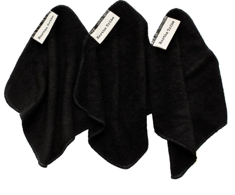 Reusable Bamboo Cotton Cloth Facial Wipes - Black