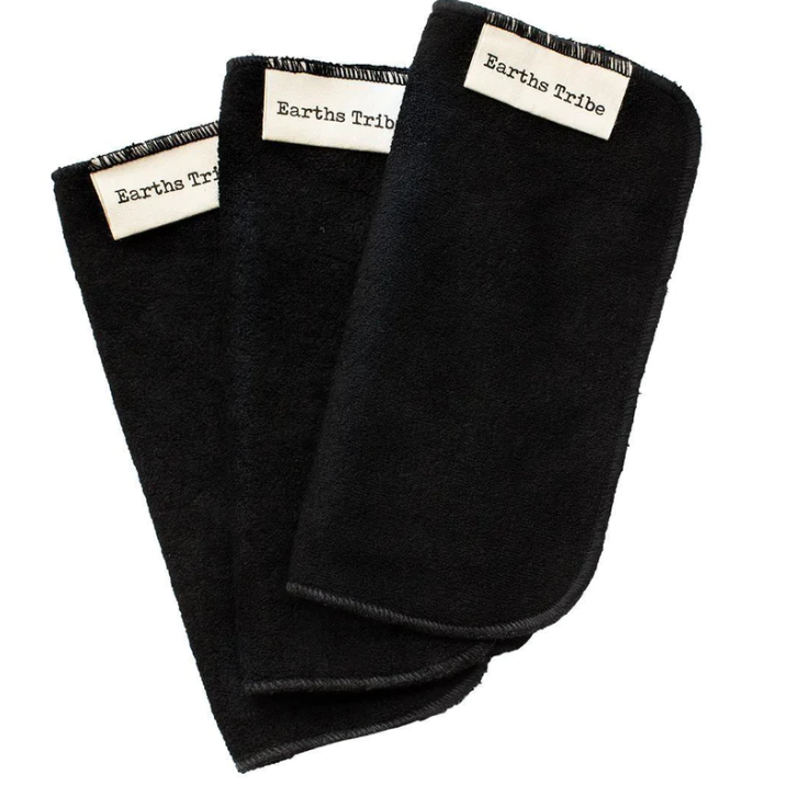 Reusable Bamboo Cotton Cloth Facial Wipes - Black