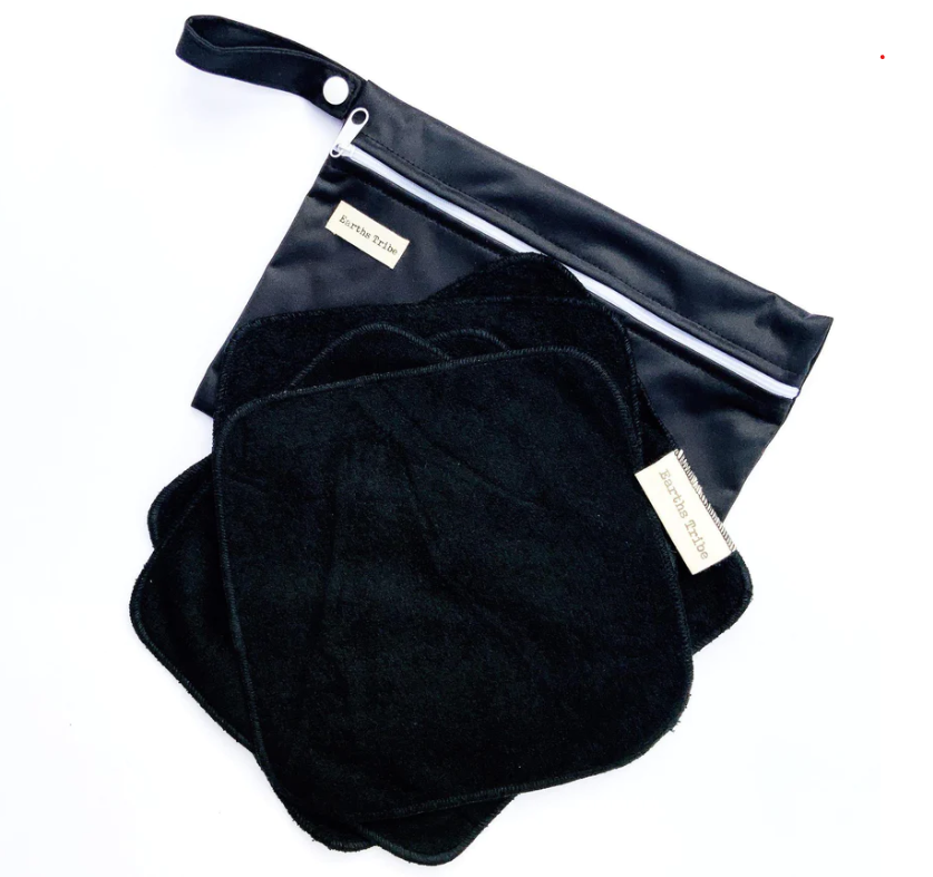 Reusable Bamboo Cotton Cloth Facial Wipes - Black